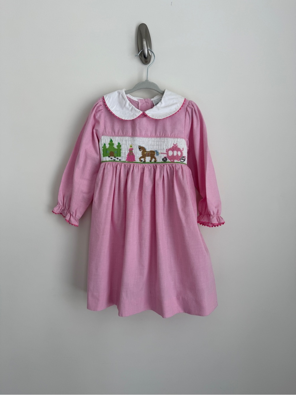 Vintage Rare Editions Pink Gingham Smocked Cinderella Princess Dress 3T